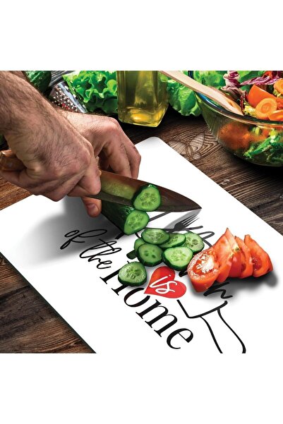 Decovetro Kitchen Love Patterned Glass Cutting and Presentation Table - 20x30 cm