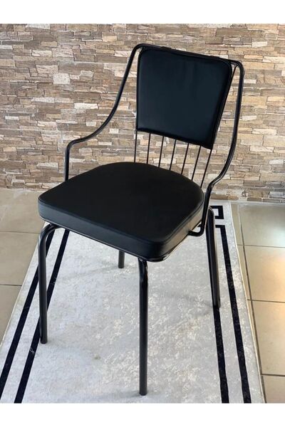 Alaylı Mobilya Koltuk Döşeme Venüs (1 ADET) Metal Mutfak Sandalyesi - Siyah D...