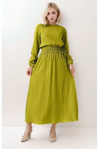 MAXXANA Premium Fabric Summer Hijab Dress - Drawstring Waist