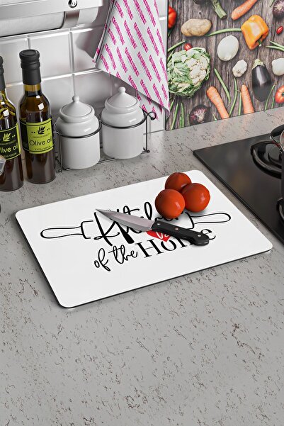 Decovetro Kitchen Love Görünümlü | Cam Kesme Tahtası - Kesim Tablası, 30x40cm
