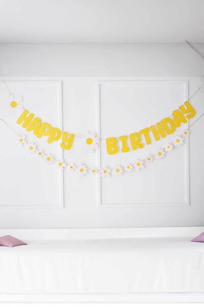 Partifabrik Papatya Partisi Temalı Duvar Süsü Seti 2 Li Sarı Papatya