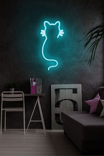 neon graph -kedi - Cat - Led Dekoratif Duvar Aydınlatması Neon Duvar Yazısı S...