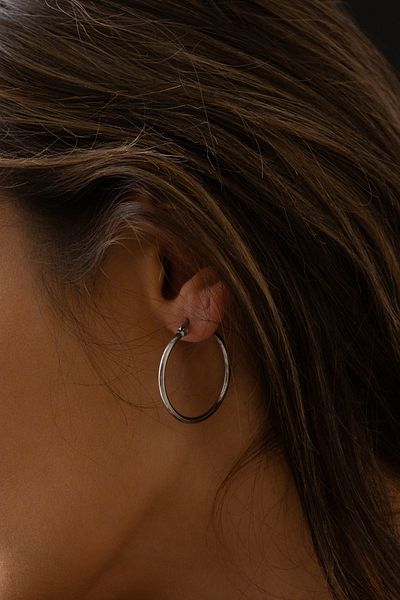 ByFlorya Jewelry Steel Hoop Earrings Tarnish Free Thin Hoop Earrings Diameter 3cm