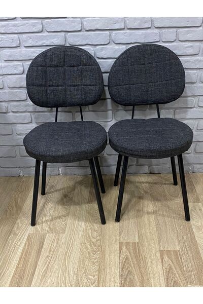 BAMBEDS MOBİLYA 2 Adet Poverty Sandalye Antrasit Gri Mutfak Salon Yemek Odası...