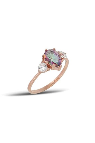 In Love Kadın Pembe Mystic Topaz Taşlı Mistik Topaz Taşı Gümüş Yüzük
