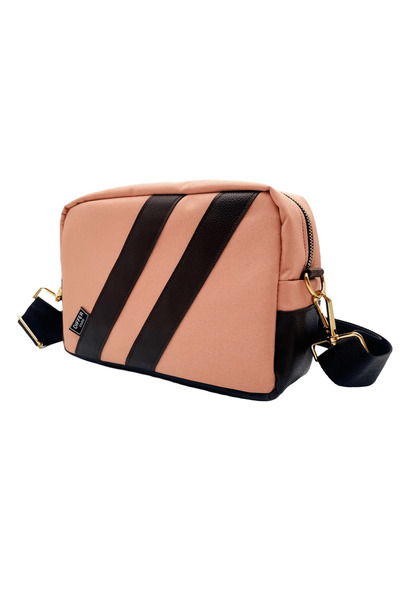 Differ Studio Χρυσό πολύχρωμο Vegan Leather - Πούδρα/Καφέ, Αδιάβροχη, Casual Τσάντα με λουράκι