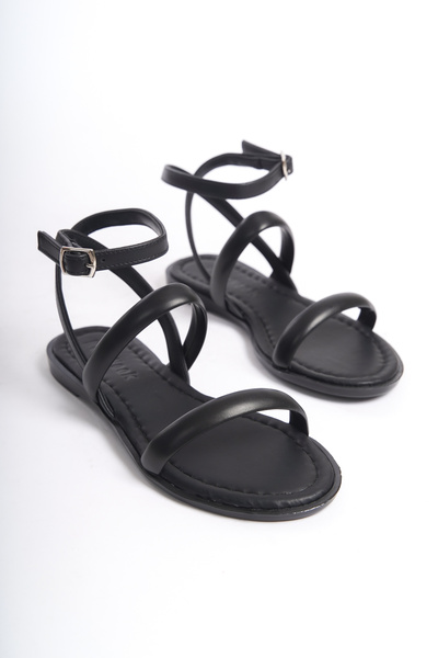 bakacstore صندل نسائي يومي باللون الأسود للموسم الجديد - مضلع