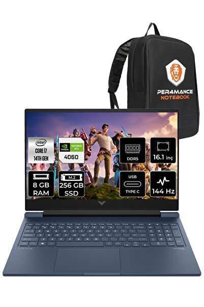 HP VİCTUS 16  i7-14700HX 8GB RAM 256GB SSD RTX4060/8GB 144Hz 16.1 FHD FDOS 9J...