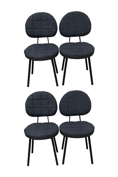 BAMBEDS MOBİLYA 4 Adet Poverty Sandalye Antrasit Gri Mutfak Salon Yemek Odası...