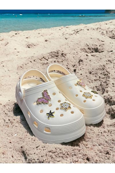 Cozi company 3 Pieces Butterfly Patterned Children's Sandals - Slippers Ornament for Garden, Beach, Seaside and Bathroom