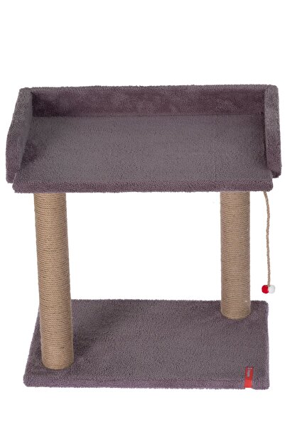 PUGALO Cat Scratching Post with Platform Seat - Anthracite with Large Bed