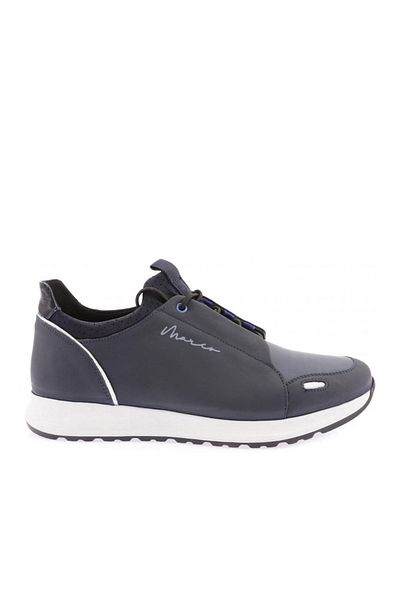 DGN Ανδρικά παπούτσια με κορδόνια casual sneakers από γνήσιο δέρμα Navy Blue White 2652228