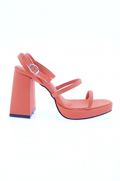 DGN Women's Single Strap Low Platform High Heel Ankle Sandals Orange 8866535