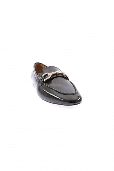 DGN Mocasini din piele lacuita neagra cu catarama de piatra - femei, sifonate 25721085