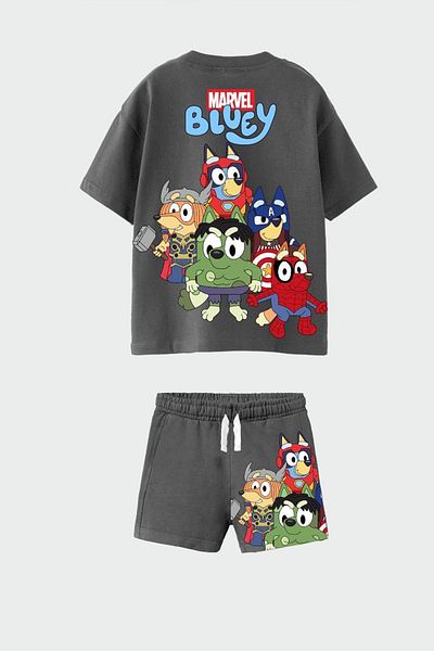Monila Bluey Printed New Season Cotton Crew Neck Bottom Set