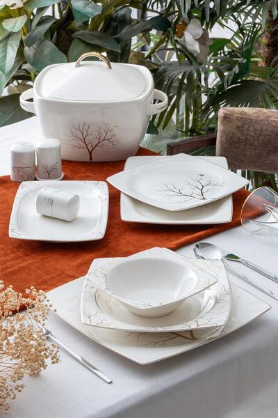 ACAR Gold 12 Kişilik 60 Parça Porselen Yemek Takımı