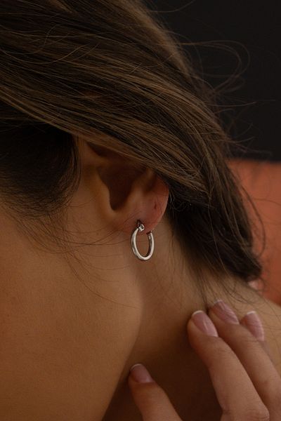 ByFlorya Jewelry Steel Hoop Earrings Tarnish Free Thin Hoop Earrings Diameter 1.4cm