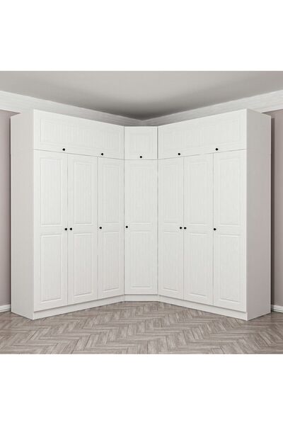 Minar Kale190 7 Kapaklı 4 Çek Köşe Dolap + Yüklük Byz Mebran