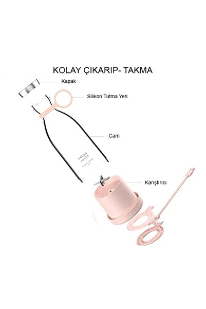 Enfa Taşınabilir Blender Şişe Smoothie, Shake Yapıcı, Mini Blender Usb Şarj Edilebilir, 350 ml