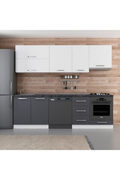 Minar 255 cm Mutfak Dolabı Beyaz Antrasit 255-a16