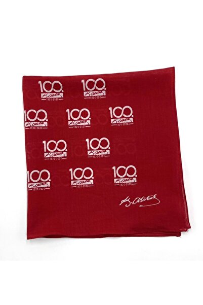 Naz Ipek Cotton 100. Year Atatürk Signed Red Bandana Scarf 23 April 19 May
