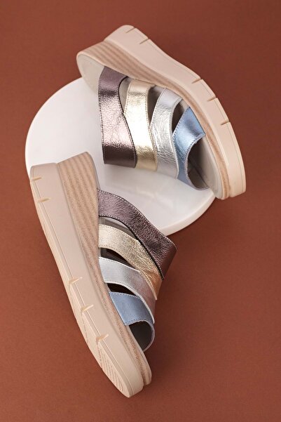 Gondol Women's Genuine Leather Platform Heels Comfortable Daily Slippers Tlh.1054