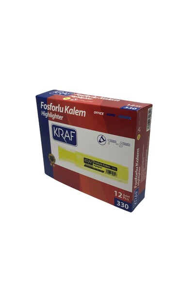 KRAF قلم هايلايتر أصفر 12 قطعة عبوة اقتصادية
