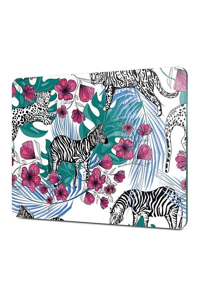Decovetro Vintage Zebra Patterned Glass Cutting Board - 30x40 cm