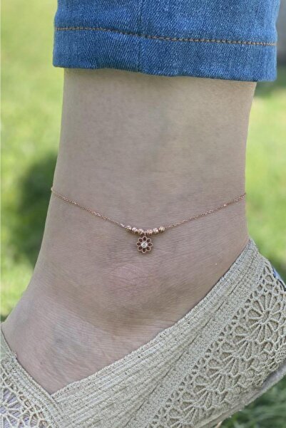 In Love Kadın  Rose Gold Papatya Çiçek Gümüş Halhal