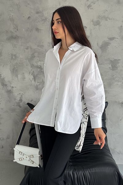 FEMELLE Cămașă de damă casual cu model alb