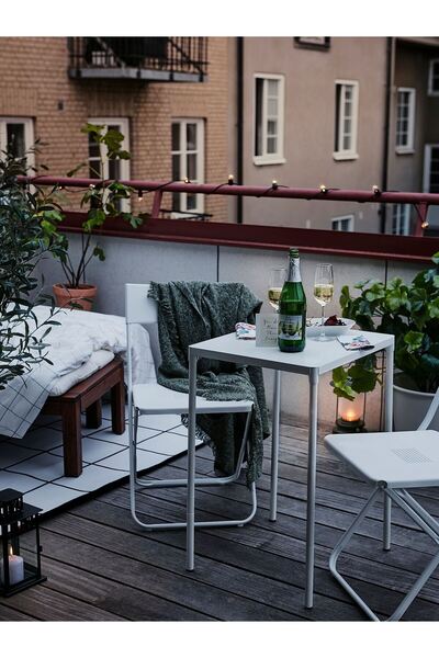 IKEA balkon masası, beyaz, 50x44 cm  toz kaplama çelikten y