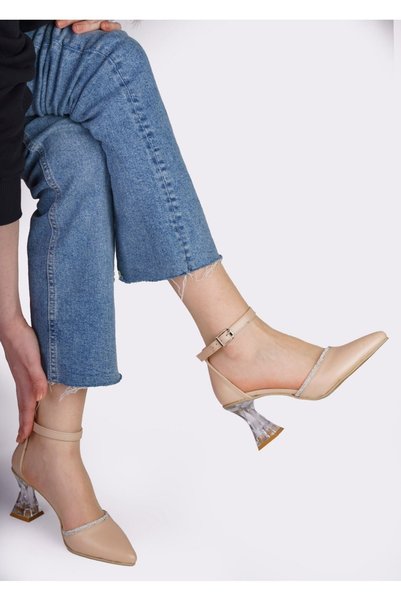 Ayalbuzenne Skin-Colored Rhinestone Evening Dress Shoes