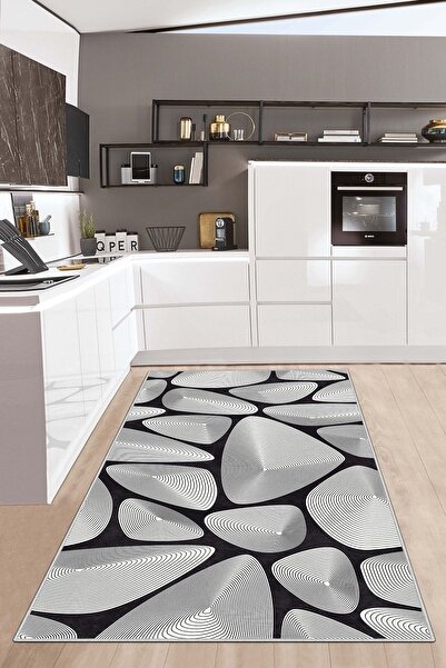West Home Dijital Baskı Yıkanabilir Kaymaz Taban Salon Halısı Mutfak Halısı Y...