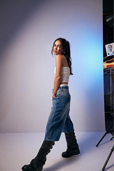 Bases Bermude albastre cu detaliu boxer