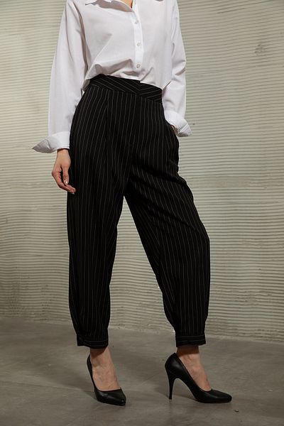 GİYSA Women's Buttoned Striped Trousers