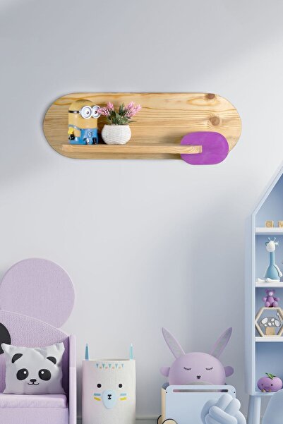 OPPİPO Mini Duvar Rafı - Ahşap Raf - Çocuk Odası Rafı - Montessori Raf