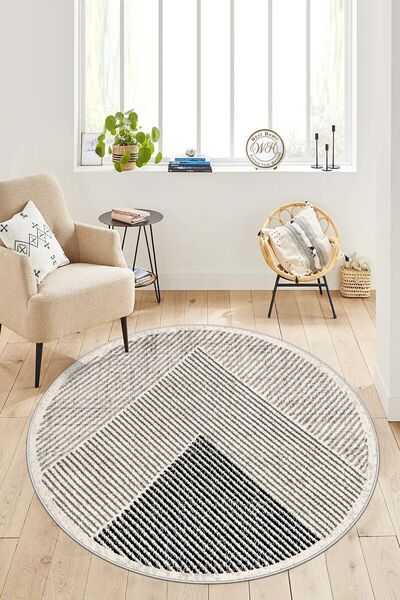 West Home Makinede Yıkanabilir Kaymaz Taban Leke Tutmaz Yuvarlak Salon Halısı Mutfak Halısı ve Yolluk
