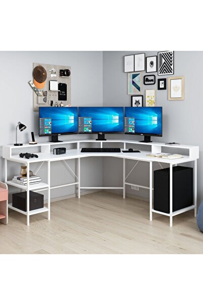 Minar Power Bilg.masa Raflı Takım Beyaz Ayaklı-beyaz