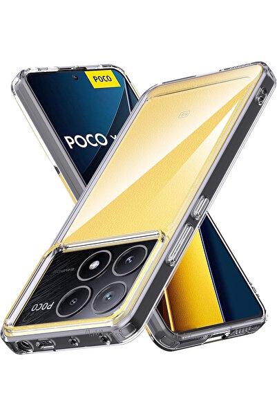 m.tk moveteck Xiaomi Poco X6 Pro Kılıf Kamera Çıkıntılı Yumuşak Şeffaf Silikon Classic Renksiz