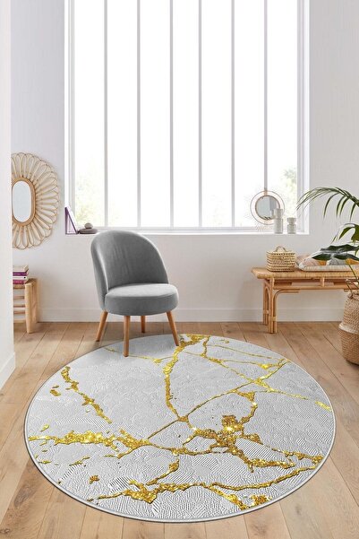 West Home Dijital Baskı Yıkanabilir Kaymaz Taban Yuvarlak Mutfak Halısı Ve Sa...