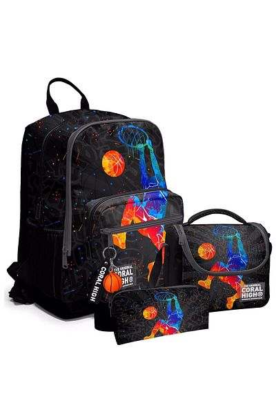 Coral High 23643 Set de rucsac de școală cu model de baschet gri