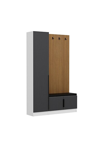 Minar Kale Dekor Panel 1 Kpk 1 Bölme Raf Port Ayakkabılık Minderli Byz Mbrn Çizgili Antr