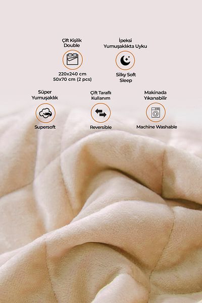 Evlen Home Collection Double Velvet Bedspread Set - Supersoft Quilted, 3 Pieces, Soft Fiber Padded, Beige
