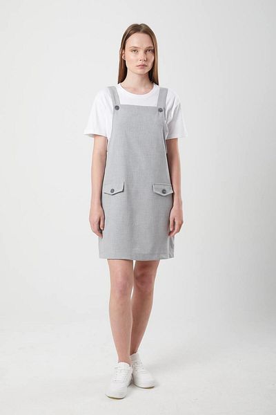 MsLena Butik Gray Slopet Women's Dress - 2 Stages, Length Without Pockets M249-4523