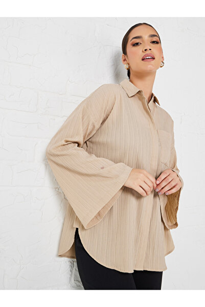 Styli قميص طويل من الكريب ذو أكمام واسعة