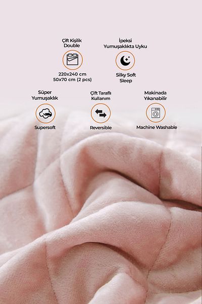 Evlen Home Collection Double Velvet Bed Cover Set - Supersoft Quilted, Soft Fiber Filled Powder, 3 Pieces