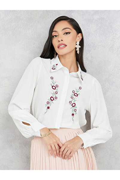Styli Floral Embroidered Shirt with Long Sleeves