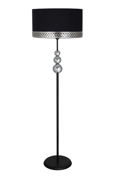 Vinner Üçlü Krom Küre Tek Ayaklı Siyah Metal Lambader - A Krom Siyah