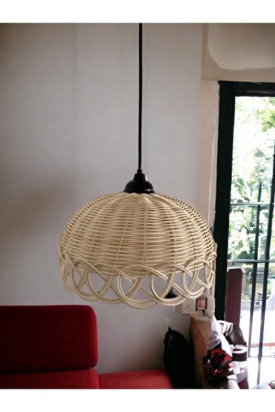 Genel Markalar Lampega Rattan Bambu Hasır Avize El Yapımı 30cm