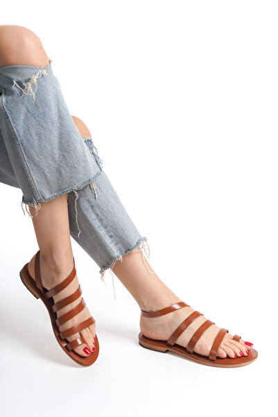 DaphneSandals Tan Genuine Leather Women's Sandals - K4301